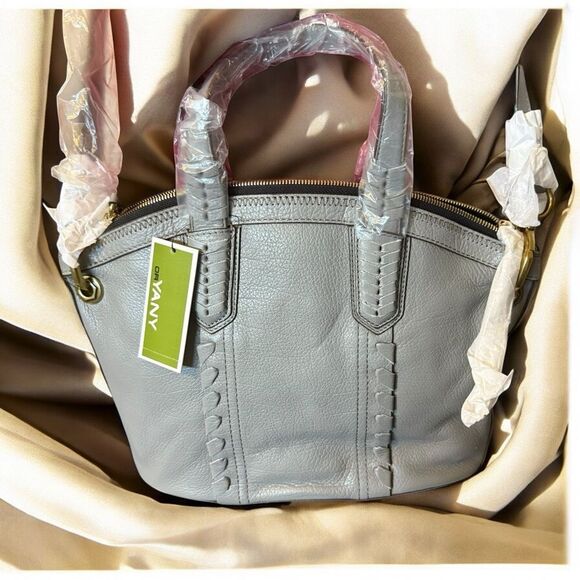 New With Tags OrYANY Gray Pebble Leather Crossbody Bag - Picture 4 of 11